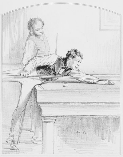 Le Billard, Plate 19 from Les Toquades, 1858 by Paul Gavarni